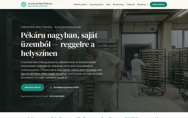 A pekarunagyker.hu nyitóképernyője
